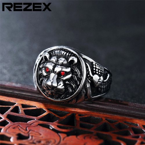 R0766-NK02 European & American-style Vintage Lion Head Men's Titanium Steel Ring — Wholesale Foreign Trade Accessories