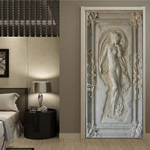创意3D门贴翻新自粘贴纸装饰卧室客厅墙贴门贴浮雕肖像跨境货源