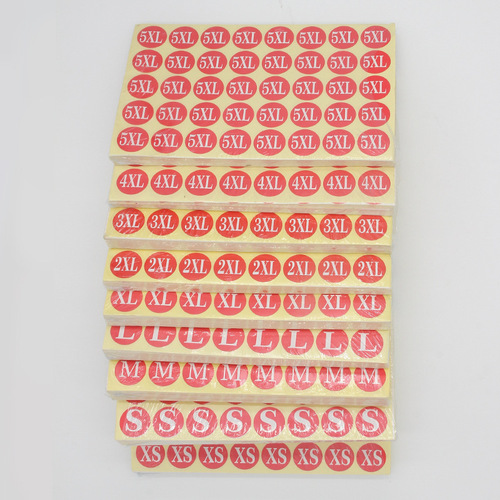 Size stickers, size label stickers, self-adhesive clothing size circle size stickers, large size size stickers