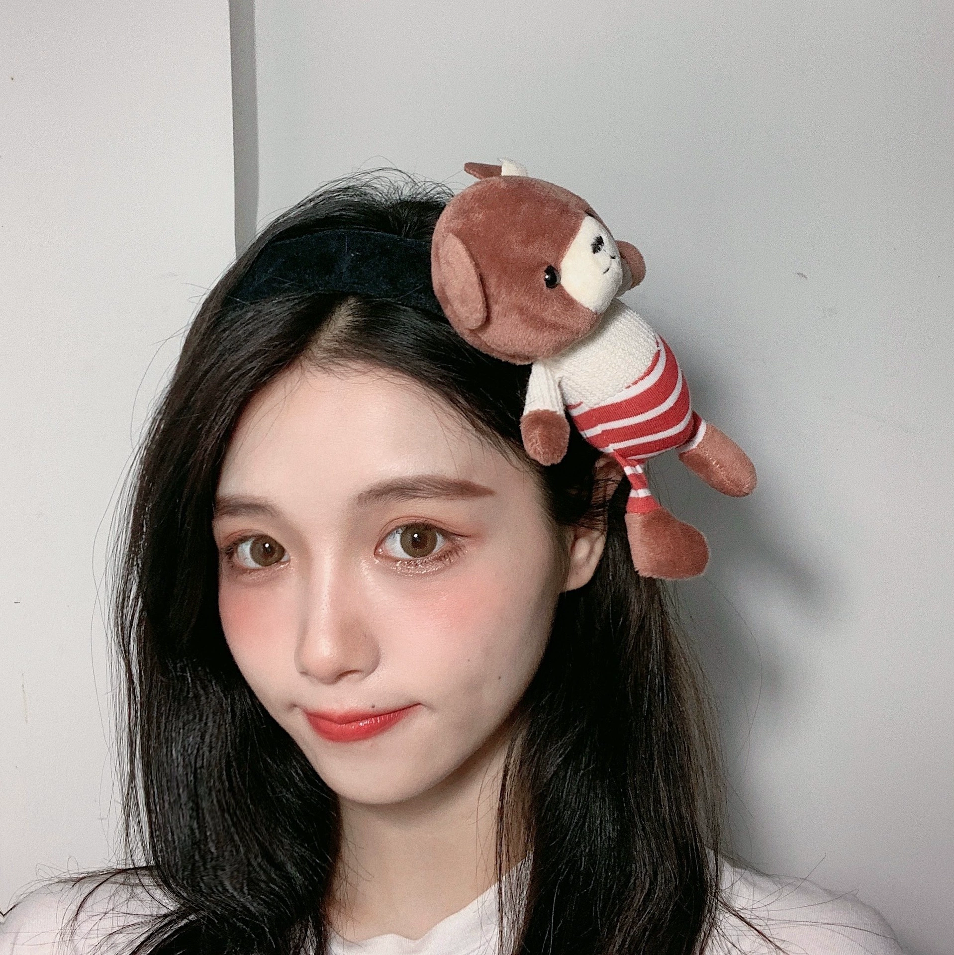 Трехмерная карикатурная кукла для умывания лица, симпатичная повязка на голову, забавная плюшевая аксессуар для demi-season, корейский стиль, интернет-звезда