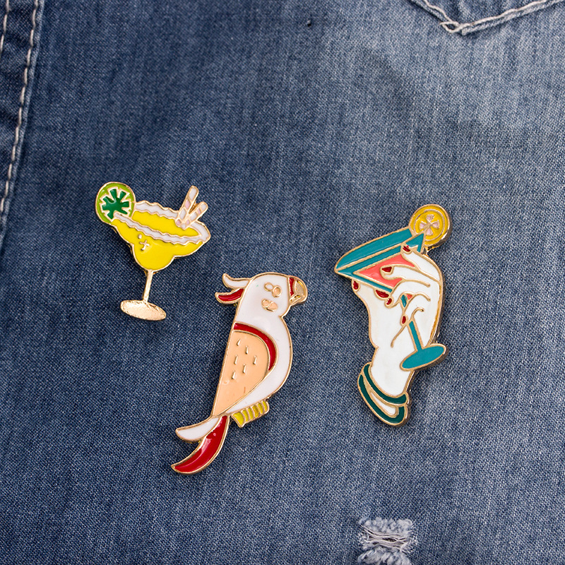 13g Weight Brooches Classification Anniversary Occasion Simple Style Pin Cartoon Lemon Parrot Alloy Enamel Unisex Brooches