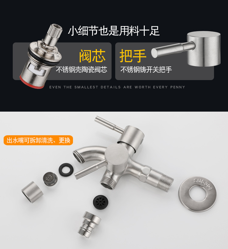 304 stainless steel dual-purpose dual-boiling faucet, one-in-two-out washing machine, mopping sink, laundry basin, multi-functional faucet Application Scenario