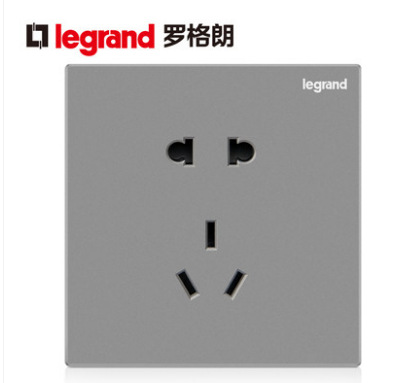 罗格朗开关插座面板逸景深砂银5五孔二三插墙壁电源家用86型