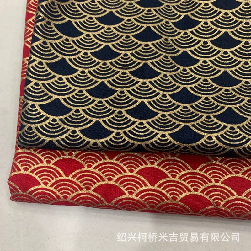 日系和风手工DIY布料日式和风印花面料烫金纯棉服装布料现货2色