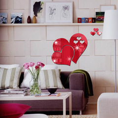 3D Acrylic Crystal Heart Mirror Wall Sticker Creative Mirror Sticker Living Room Background Wall Decoration Love Heart