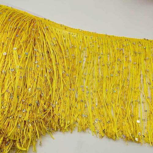10m Sequin thickened 20cm polyamide barbel thread fringe tassels trim for DIY Sewing latin dresses evening costumes custom daily garment accessories