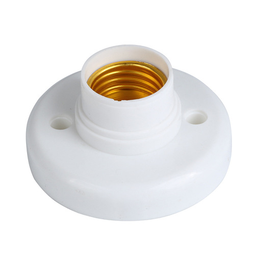 Household round surface-mounted pp plastic E27 screw lamp holder LED Luo mouth flat lamp holder lighting accessories wholesale