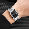 Classic retro rectangular ultra thin quartz men's watch, Tungsten steel, Switzerland