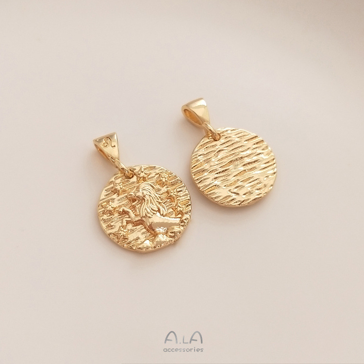 7g Weight Pendant Jewelry Making Type Diameter 13mm Jewelry Making Size 14K Gold Plated Plating Material DIY Jewelry Accessories Classification 1 Piece Quantity Copper Material Constellation Pattern Simple Style Style 1 Piece Diameter 13mm Copper 14K Gold Plated Constellation Pendant 6