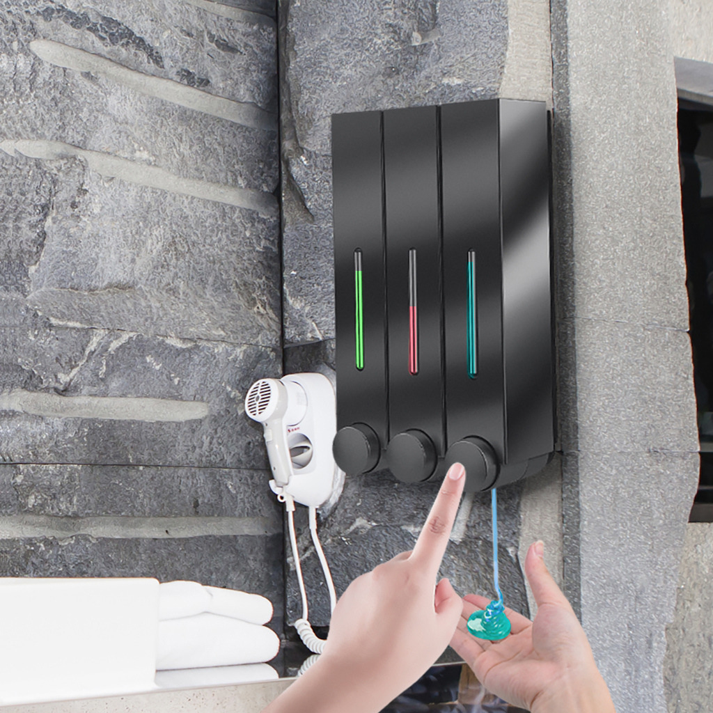 酒店賓館手動挂壁式塑料皂液器家用賓館酒店洗手液沐浴露單雙三頭