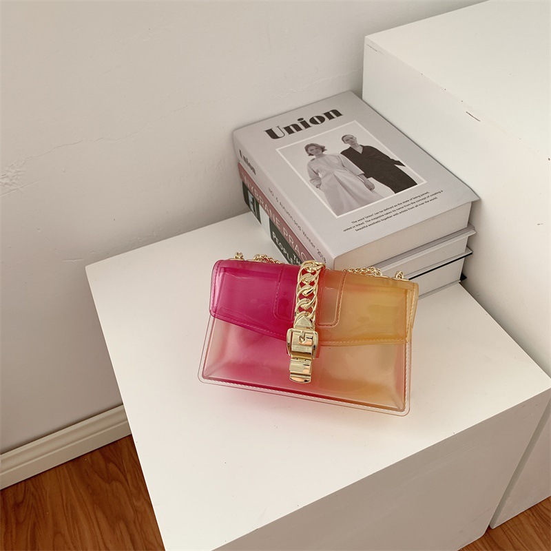 Summer 2025 new gradient jelly bag, fashionable color-blocking chain bag, crossbody single-shoulder bag, ladies' small bag undefined