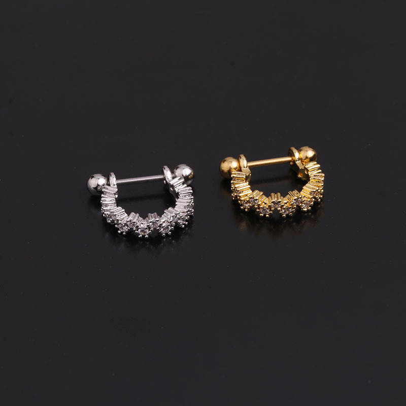 Ear Cartilage Rings & Studs Lady U Shape 316 Stainless Steel  Copper Inlaid Zircon display picture 8