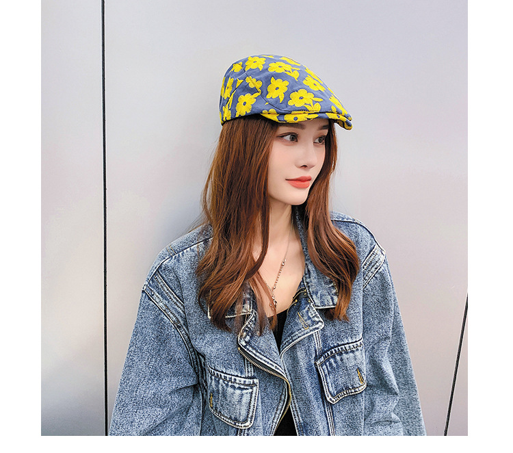 Korean Embroidered Flowers Forward Student Octagonal Hot Selling Cap Beret For Women display picture 10