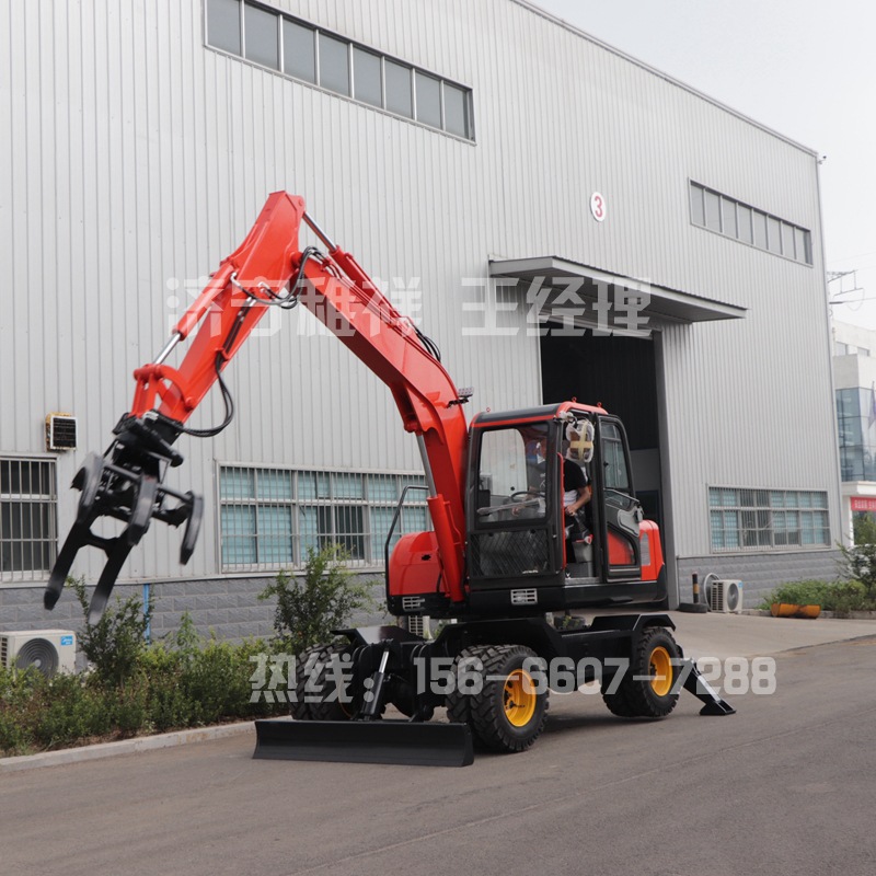 轮胎式抓钢机全液压驱动 柱塞泵有劲实用黑龙江漠河市抓木机价格