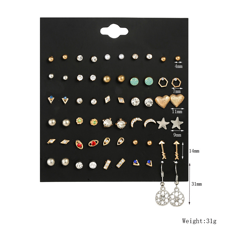 Nouvelle Vente Chaude Ensemble De Boucles D&#39;oreilles Forme Géométrique 30 Paires De Boucles D&#39;oreilles En Gros Nihaojewelry display picture 1