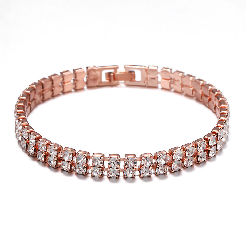 Bracciale Wish Full unisex Hip-Hop a doppia fila in argento con micro-strass incastonati_voghion.com