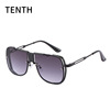 Square metal fashionable sunglasses, glasses solar-powered suitable for men and women, European style, gradient