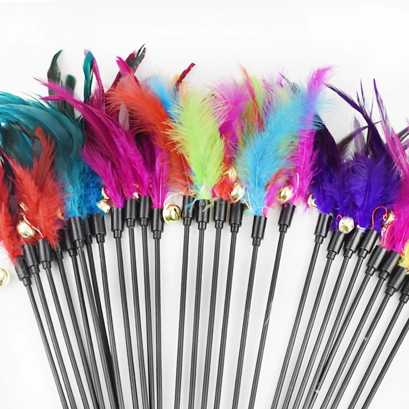 60 см кошка тикер фазан перо звук колокольчик кошка игрушка длинная Удочка кошка тикер кошка игрушка