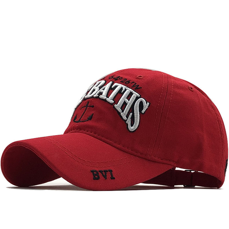 Baseballkappe mit Ankerstickerei, reine Baumwolle, 3D-Schriftzug, dreidimensionale Kappe für Herren, Sonnenkappe mit Entenschnabelform_voghion.com
