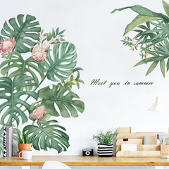 Cross-border wall sticker Monstera Nordic small fresh green plant ins corner door sticker waterproof wall paper Ruoji