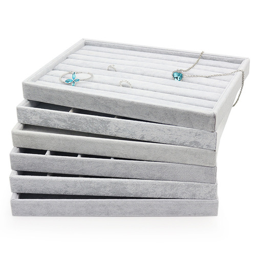 Ice gray velvet jewelry tray ring tray pendant tray necklace tray bracelet viewing tray jewelry storage tray wholesale
