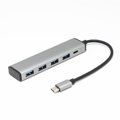 type-c 4口usb hub集线器带供电口3.0五合一type-c一拖四分线|ru