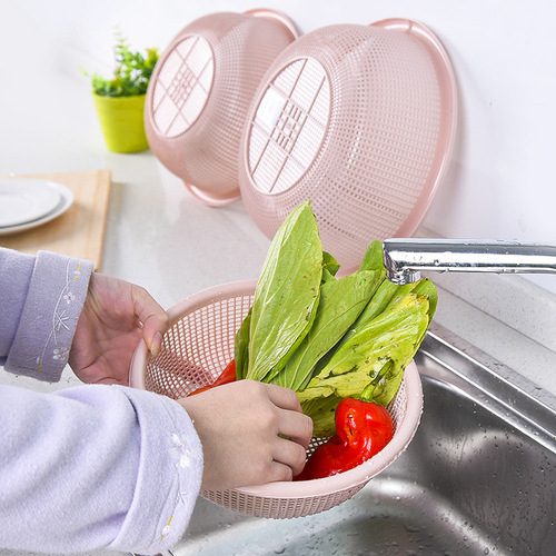 New Plain Vegetable and Fruit Basket Nordic Color Plastic Drain Basket Multifunctional Kitchen Living Room Drain Pan Factory Wholesale