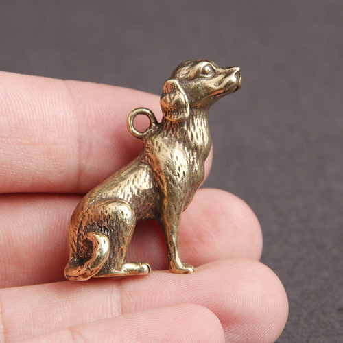 Brass Chinese Zodiac Dog Cute Fortune Keychain Pendant Rural Dog Bag Chain Earrings Wholesale from Street Vendors
