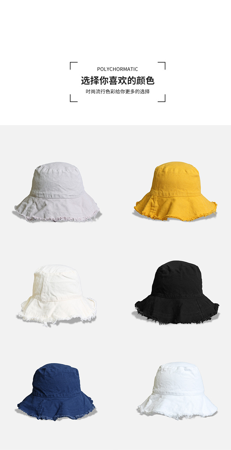 Unisex Casual Solid Color Big Eaves Bucket Hat display picture 2