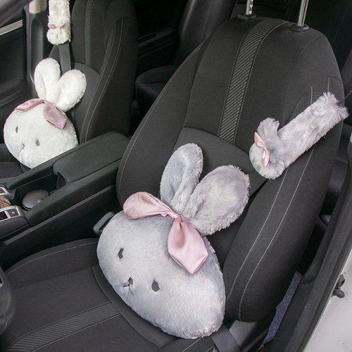 Four Seasons Car Headrest Cushion Cartoon Cute Rabbit Car Neck Pillow Plush Comfortable Car Pillow