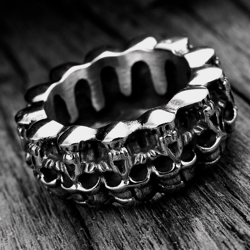 Halloween Festival Skull Pattern Retro Skull 304 Stainless Steel Halloween Men'S Rings