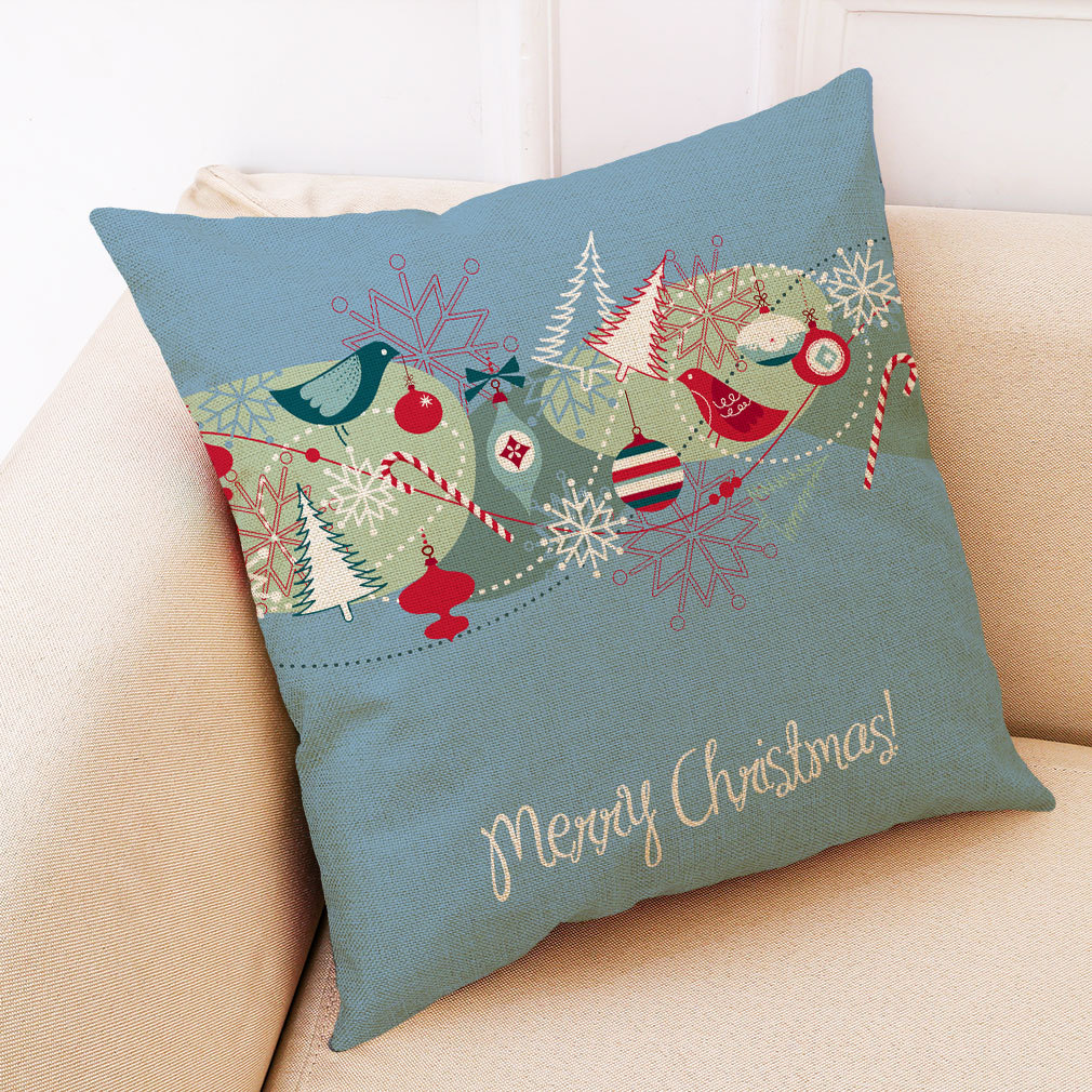 跨境爆款 亚马逊热卖  圣诞节棉麻抱枕套 抱枕沙发靠垫  支持定制