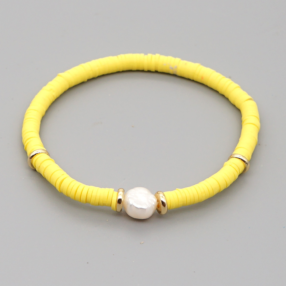 Fashion Bohemian Beach Style Natural Baroque Pearl Color Soft Ceramic Letter Bracelet For Women display picture 32