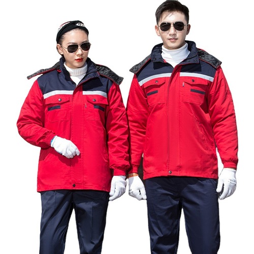 Autumn and Winter Work Uniform Insulated Work Coat Thick Cotton Jacket Outerwear Winter Workwear Cotton Warm Coat Long Length