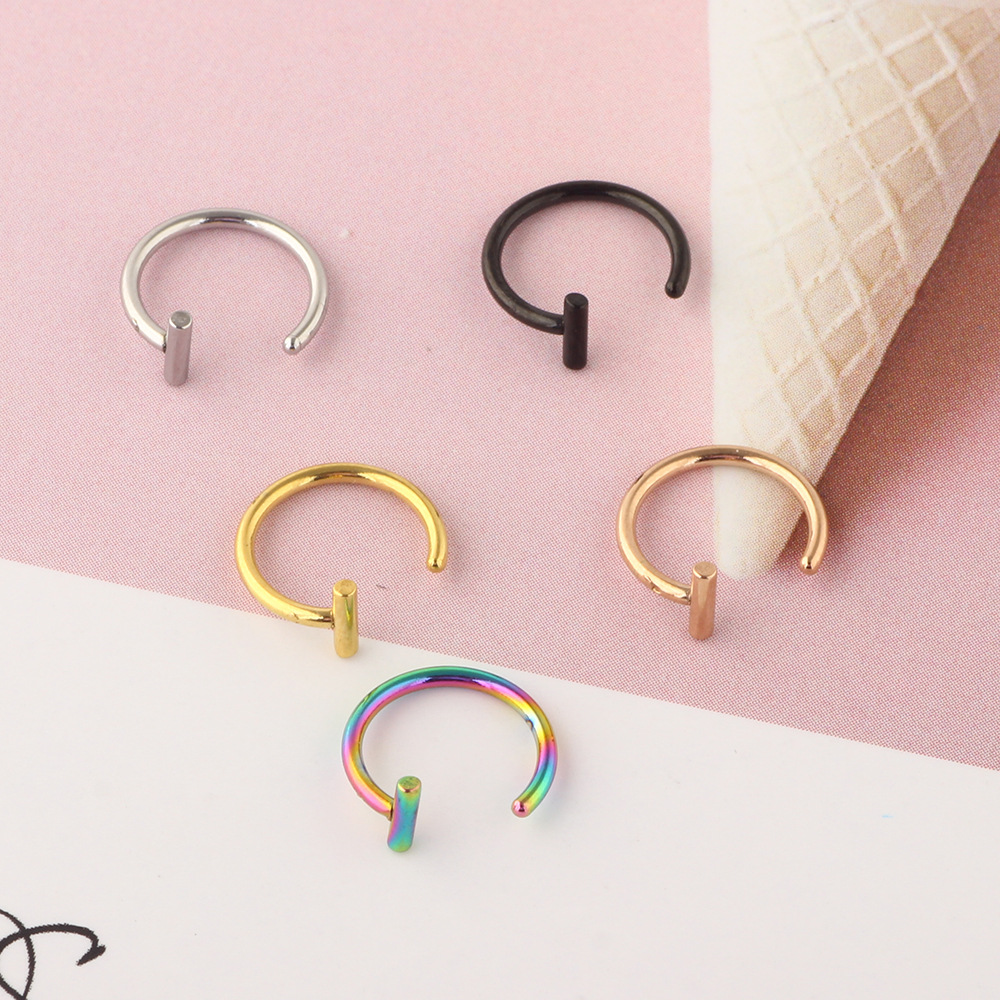 Wholesale Titanium Steel C-Shaped Nose Ring - Ultra Fine 316L Surgical Steel Angled Nose Nail Jewelry detail image 9