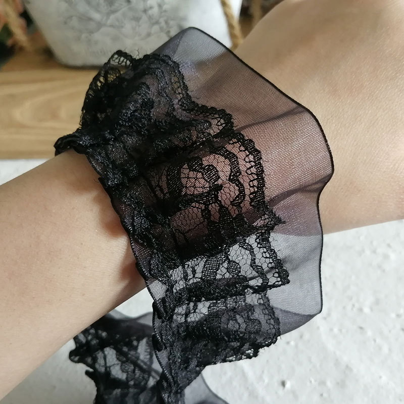 特价服装装饰褶皱双层蕾丝花边黑色床品窗帘衣服袖口风琴百褶辅料