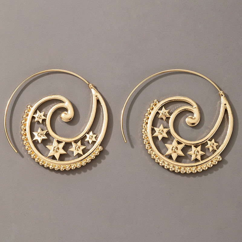 Star Spiral Heart-shaped Retro Earrings display picture 4