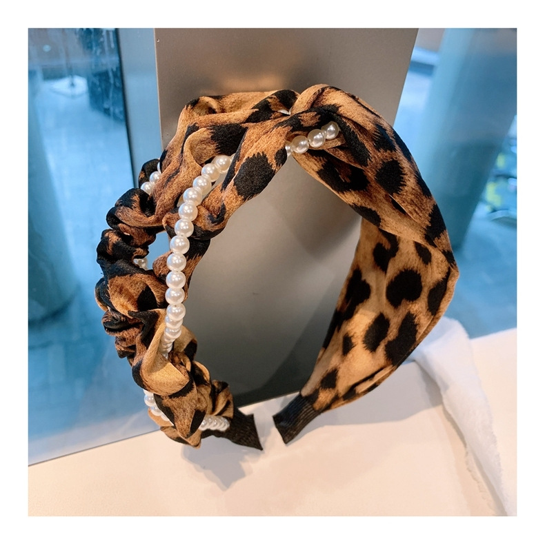 Korean Fashion Pleated Net Gauze Leopard Large Intestine Hairband display picture 4