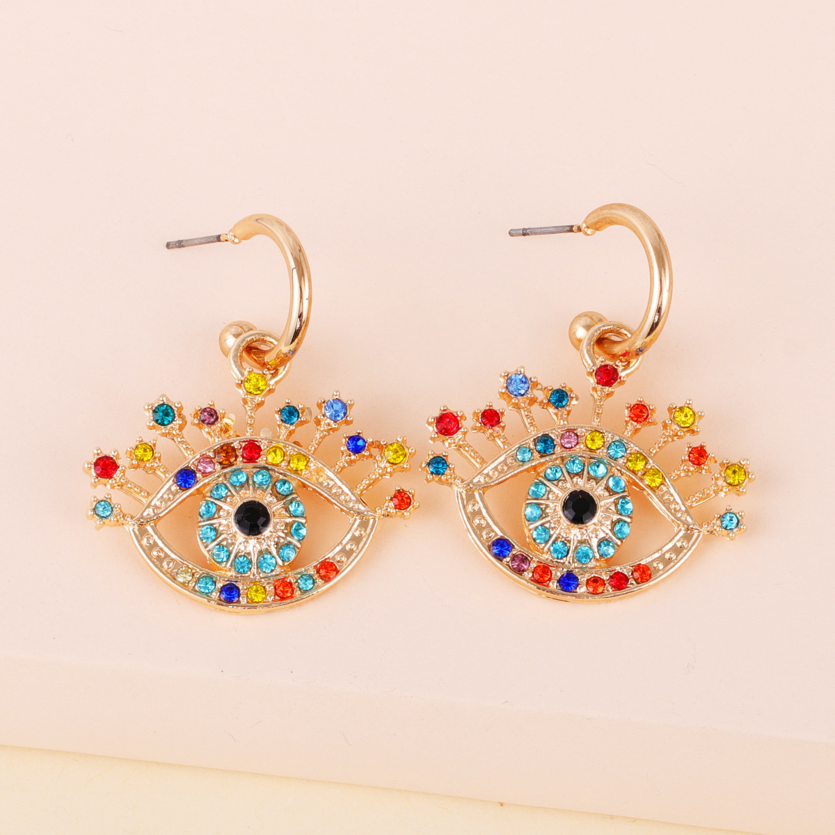 Boucles D&#39;oreilles Sauvages Yeux De Diamant Couleur Mode display picture 1