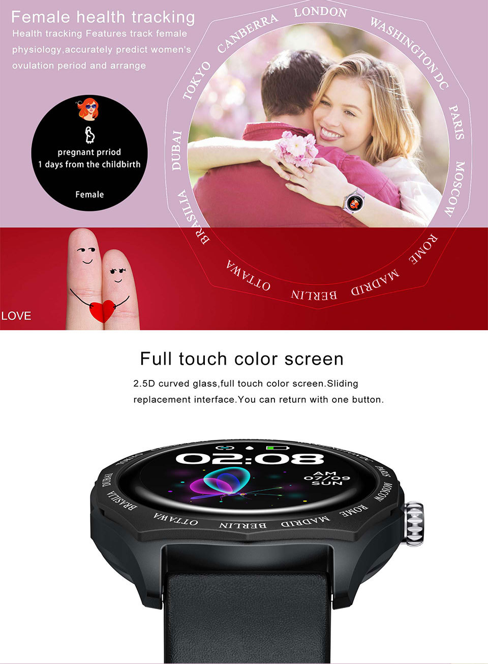 V18SmartWatches Farbbildschirm Wasserdicht Touchscreen Fitness_voghion.com