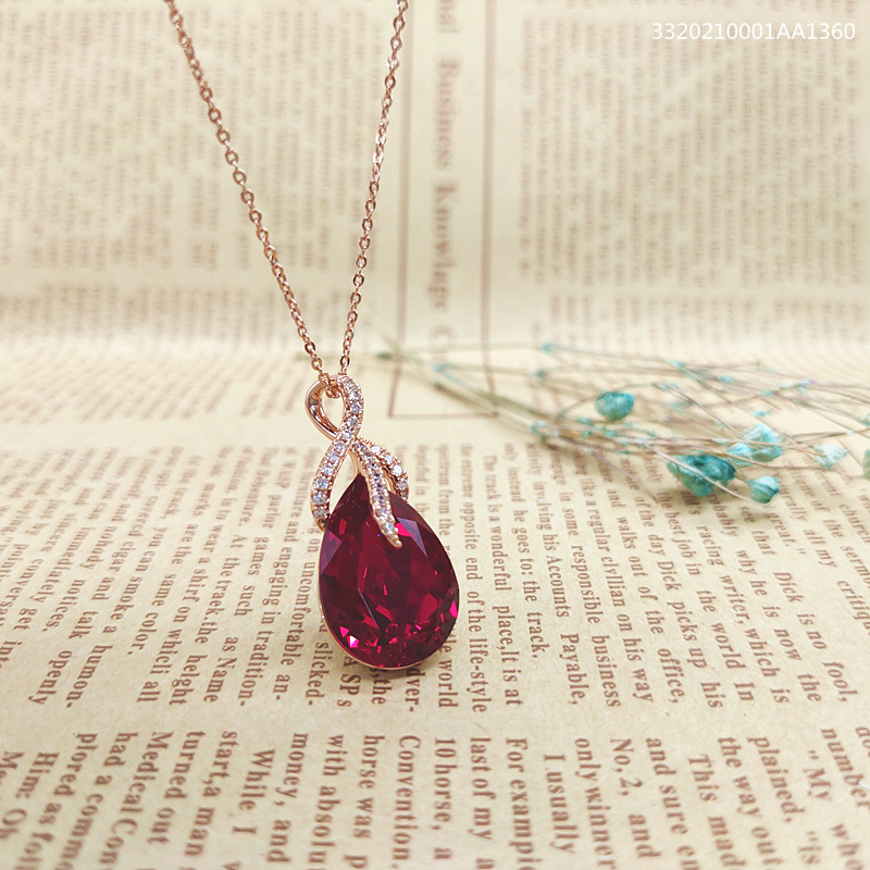 New Fashion Butterfly Amethyst Pendant Zircon Water Drop Necklace Wholesale display picture 1