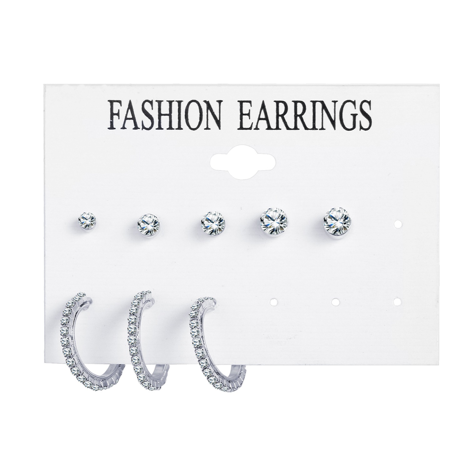 Simple Retro Crystal Earrings 8-piece Set display picture 4