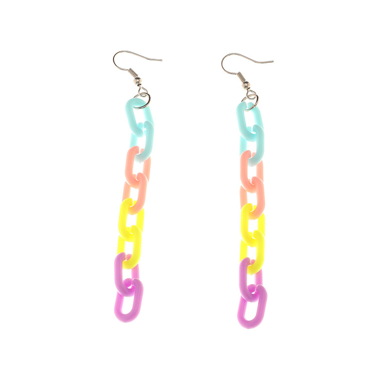 Simple Geometric Square Creative Colorful Resin Chain Long Earrings display picture 6