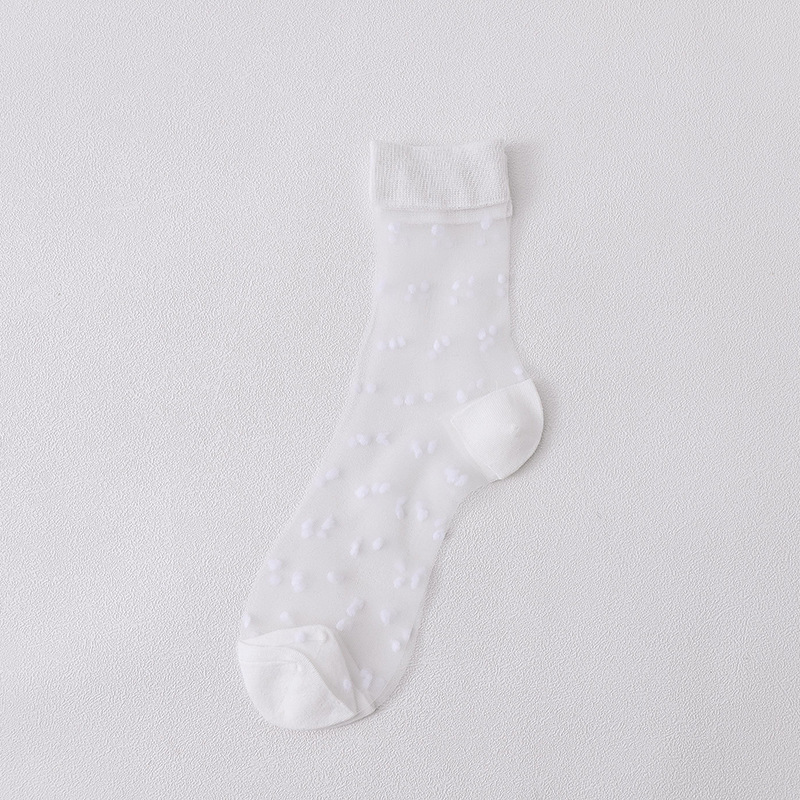 Calcetines transparentes de seda de vidrio de primavera y verano de las mujeres medias cortas de estilo coreano lindo novela media pantorrilla calcetines ins estilo caqui medias