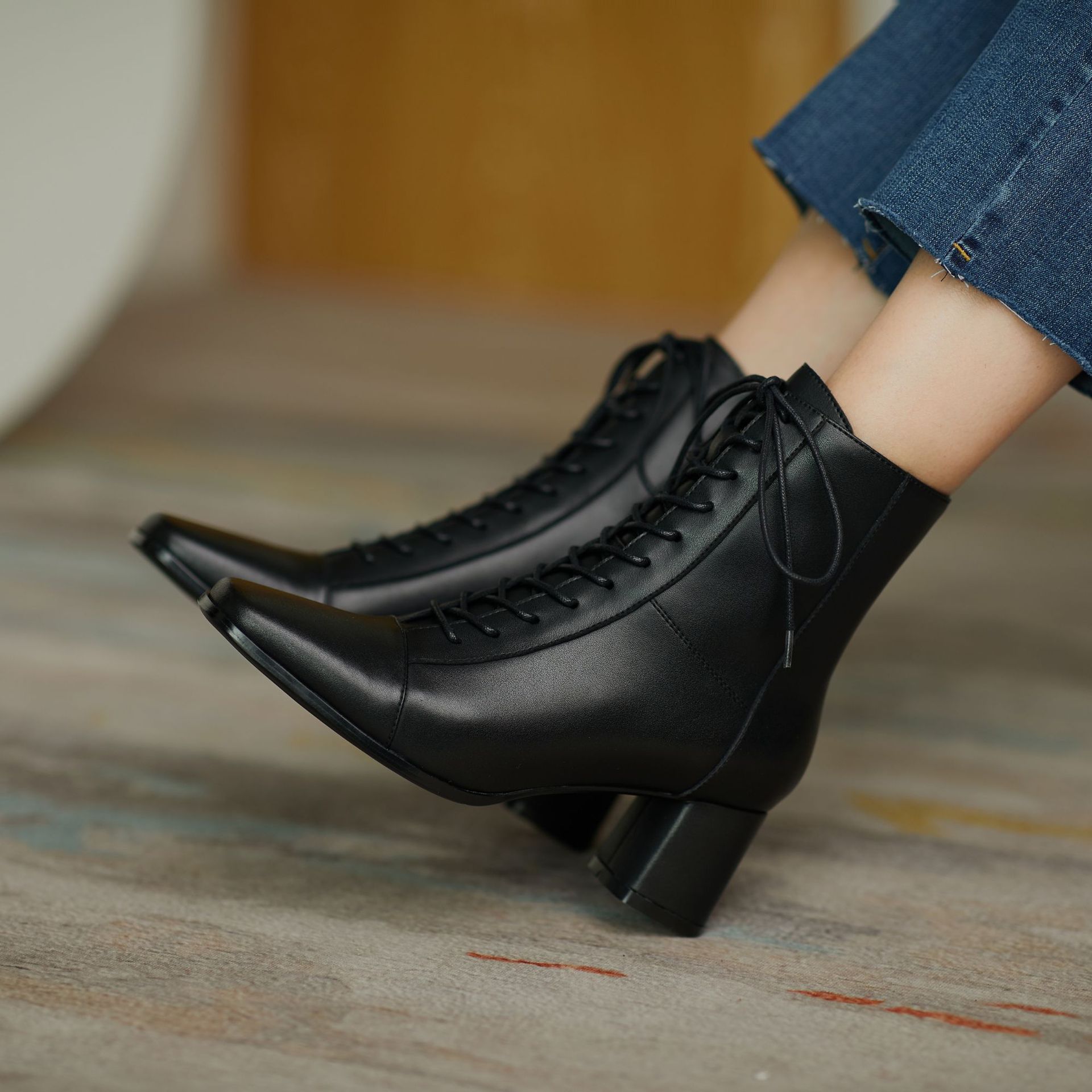 Chiko Basemat Square Toe Block Heels Boots