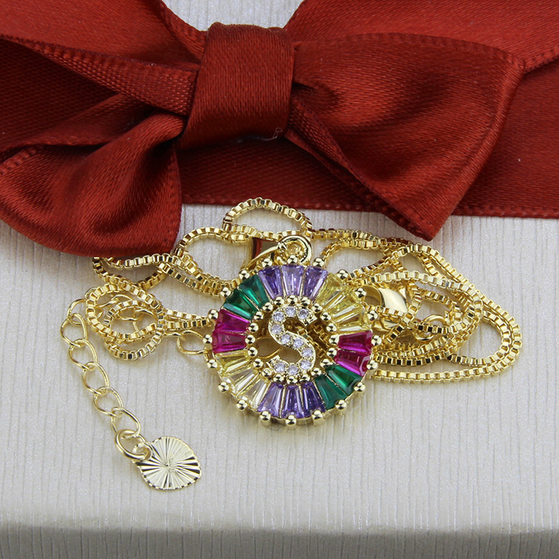 New Diamond Diamond Zirconium 26 Letter Necklace Simple Zircon English Pendant wholesale nihaojewelr