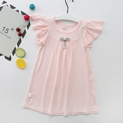 儿童睡裙短袖夏季薄款中大童女童睡衣连衣裙家居服空调服厂家直销|ms