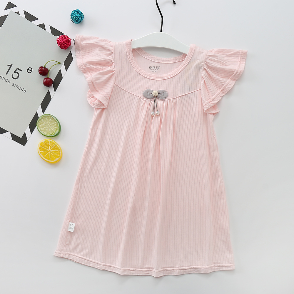 儿童睡裙短袖夏季薄款中大童女童睡衣连衣裙家居服空调服厂家直销|ms