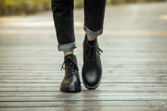 2019 Women's Genuine Leather Wide Leg Short Boots Fashion Trend Retro Men's High-Top Fleece British Men's Boots New Arrival