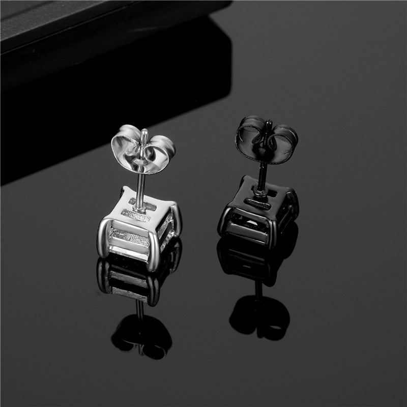 Unisex Gender Metal Design Simple Style Geometric Stainless Steel Ear Studs Metal Zircon Stainless Steel Earrings